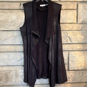 Calvin Klein Black Waterfall Moto Vest